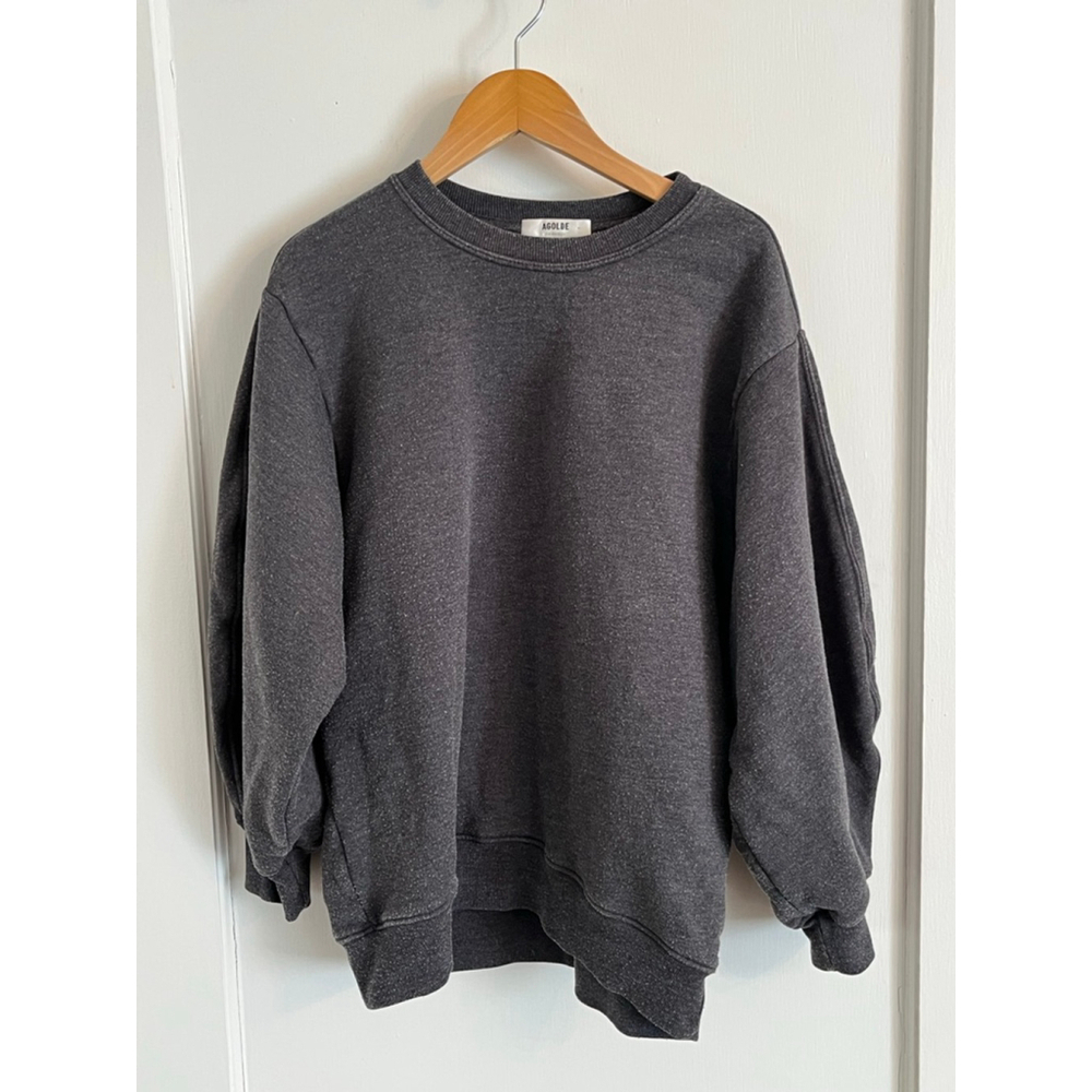 Agolde Thora 3/4 sleeve Crew Neck Sweatshirt Womens Size Small Dark Gray Washed